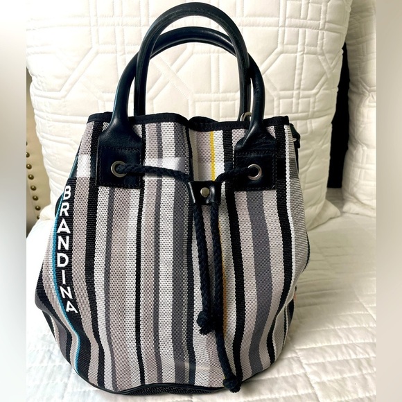 BRANDINA The Original Canvas & Leather Top Handle Crossbody Bucket Bag Tote - Picture 3 of 16